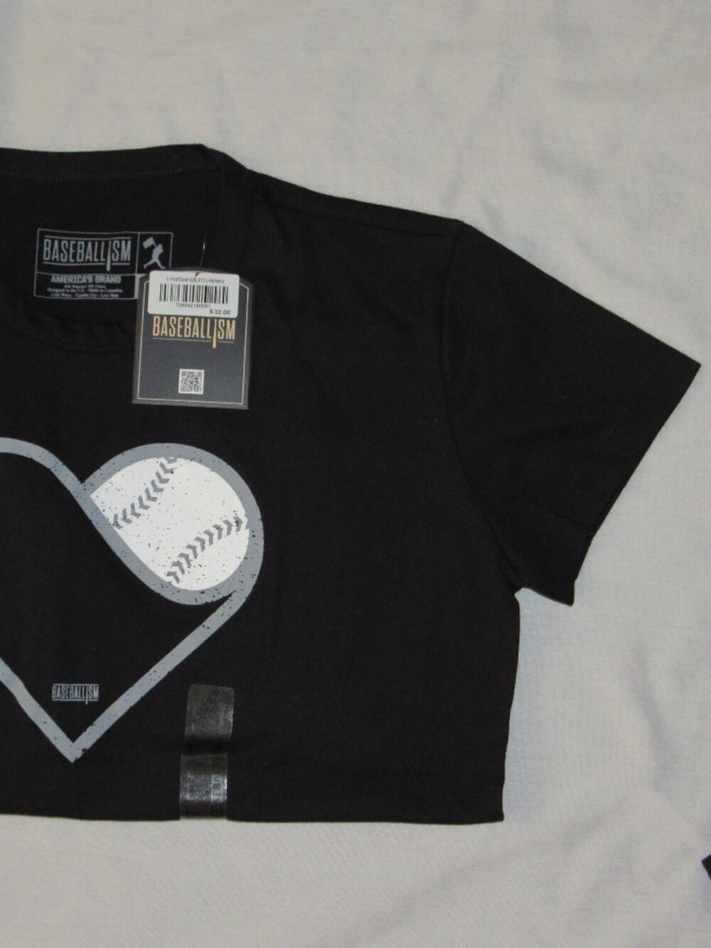 NWT Baseballism Baseball Heart Seams Black Short Sleeve T Shirt Women's XXL - Picture 3 of 4